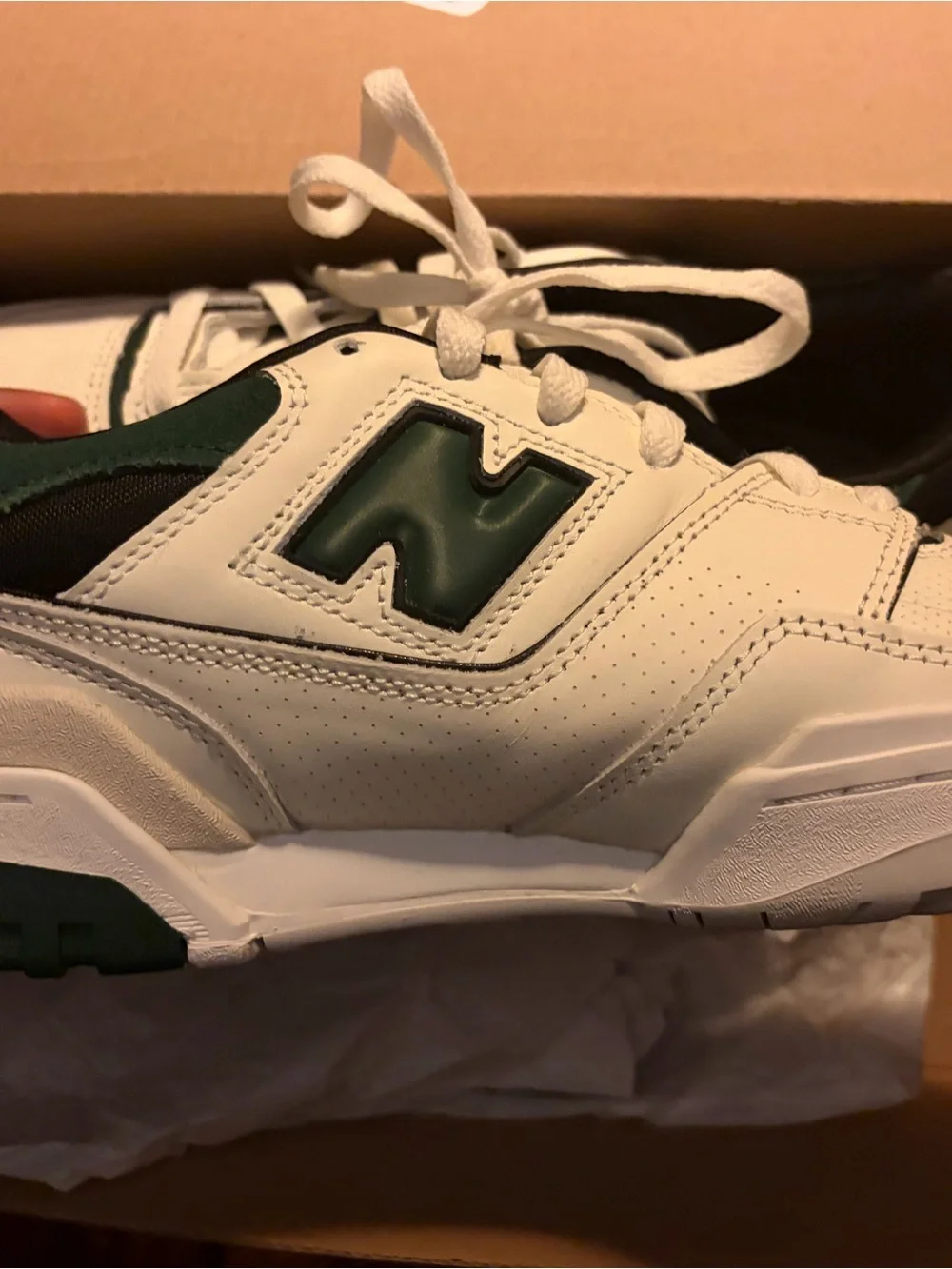 New Balance 550 White and Dark Green Women's Sneakers
